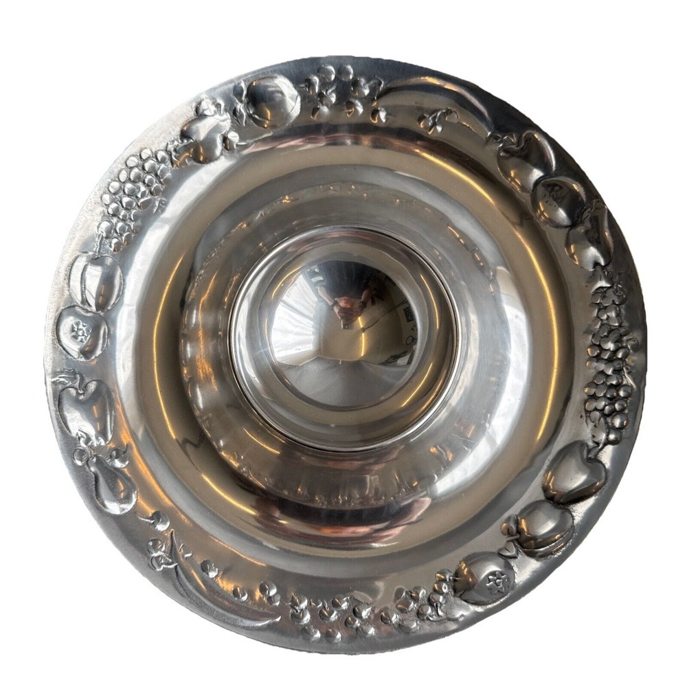 Wilton Armetale Fruit 14" Pewter Divided‎ Appetizer Chip / Dip Server Tray